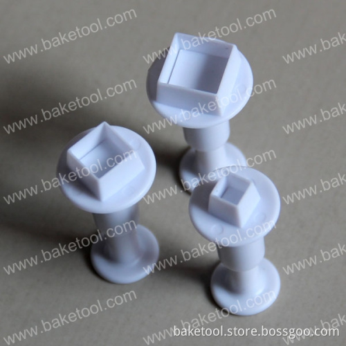 Plastic Mini Square Cake Cookie Cutter Plunger Mold Set